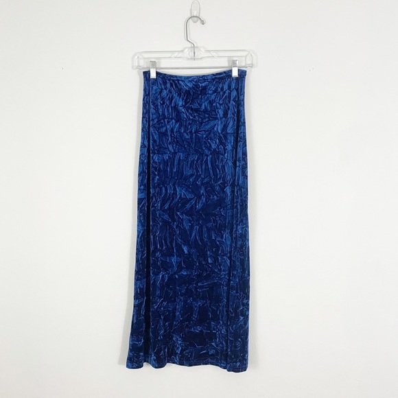 Limited Too Y2K Girls Blue Velvet Maxi Skirt Stretchy Fit Size 14 - Picture 1 of 10